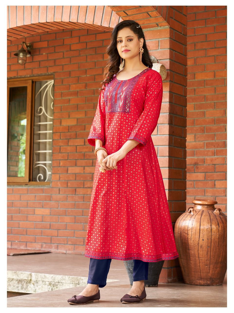 Ala Vaikuthupuram Super Printed Designer Wholesale Anarkali Kurtis
